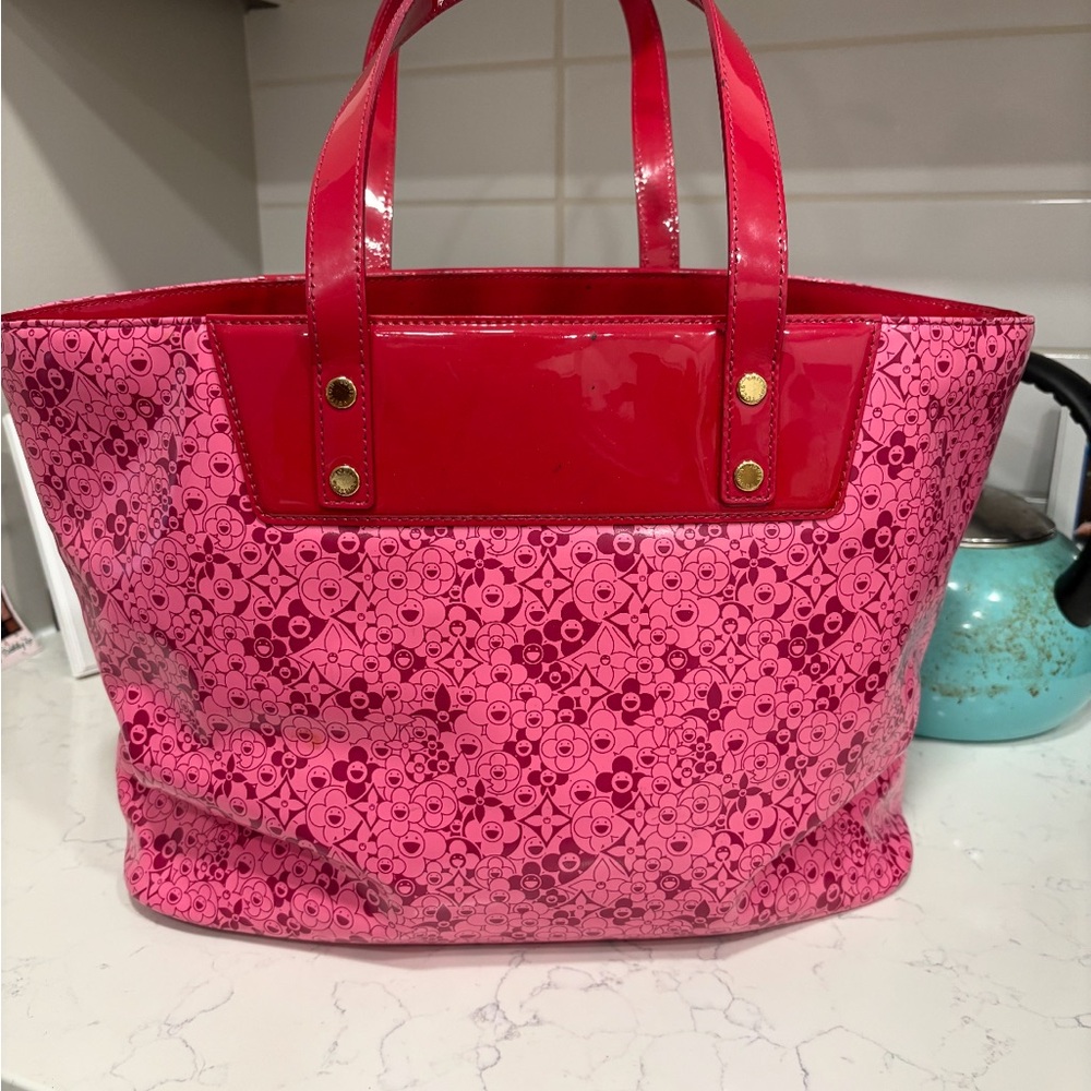 Louis Vuitton Hot Pink Patent Canvas Tote with Script Motif - Picture 3 of 4